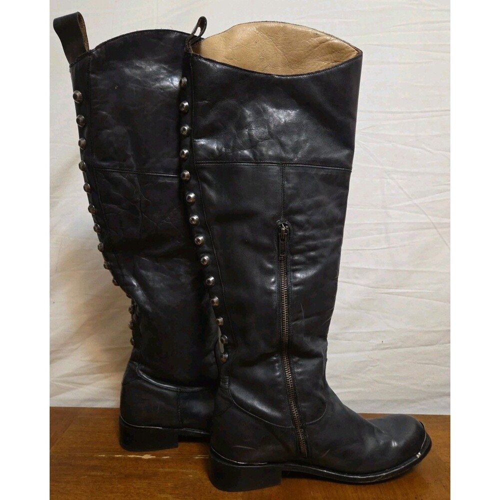Stetson Womens Black Leather Size 10 Era Over The Knee Boots Vintage